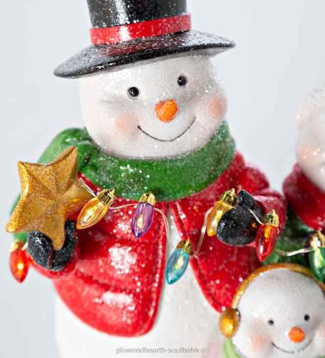 Seasonal & Gifts Plow & Hearth Lighted Snowman Trio with Christmas Lights NFLB2234