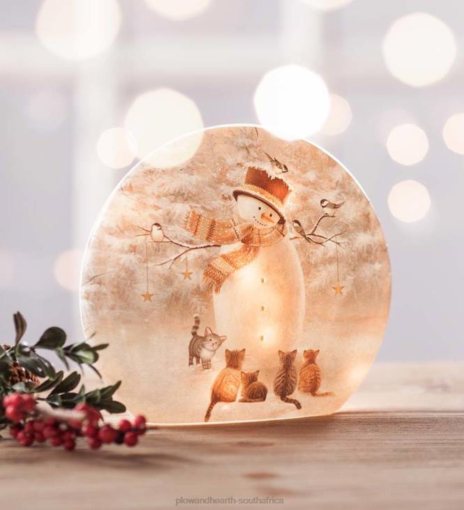 Seasonal & Gifts Plow & Hearth Lighted Snowman and Kittens Tabletop Decor NFLB2168