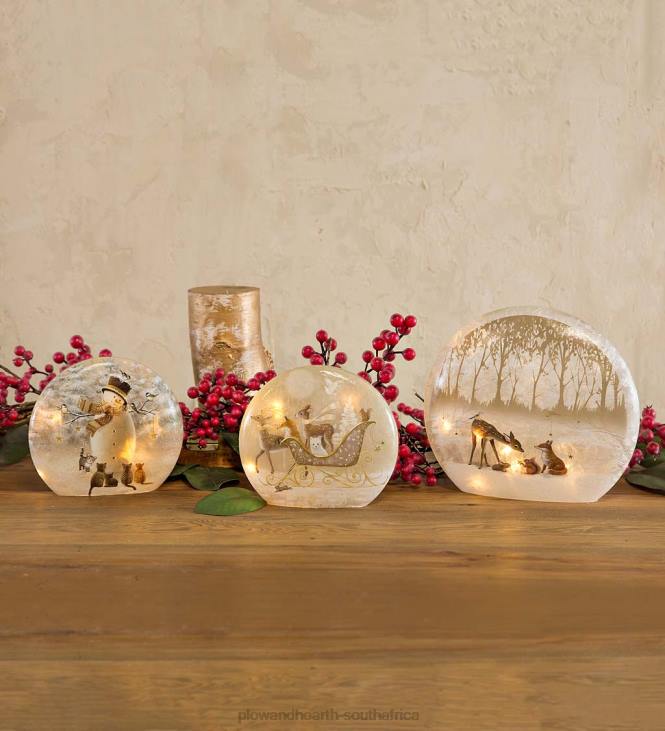 Seasonal & Gifts Plow & Hearth Lighted Snowman and Kittens Tabletop Decor NFLB2168