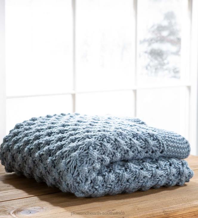 Seasonal & Gifts Plow & Hearth Lightweight Knitted Cozy Acrylic Throw - Blue NFLB2169
