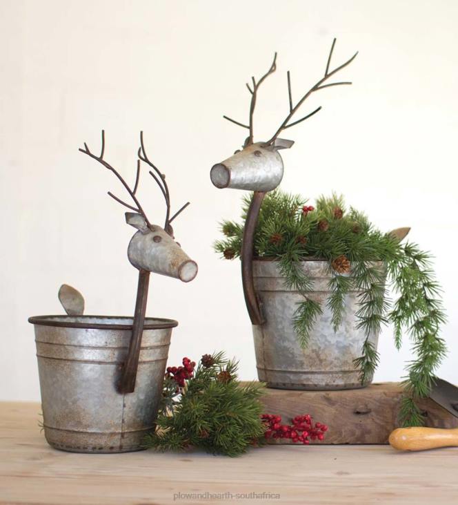Seasonal & Gifts Plow & Hearth Metal Deer Planters, Set of 2 NFLB2209