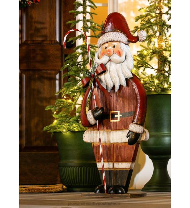 Seasonal & Gifts Plow & Hearth Metal and Wood Santa Statuary NFLB2206