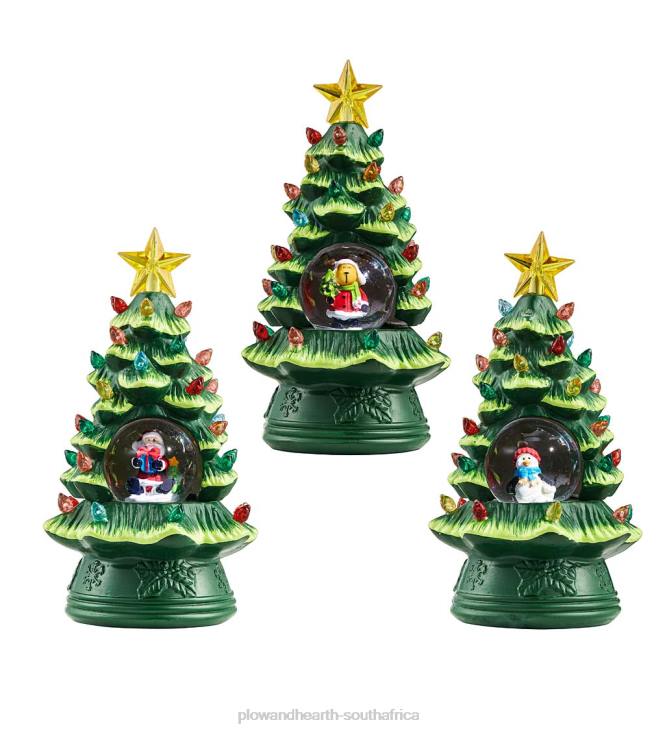 Seasonal & Gifts Plow & Hearth Mini LED Christmas Tree Snow Globes, Set of 3 NFLB2272