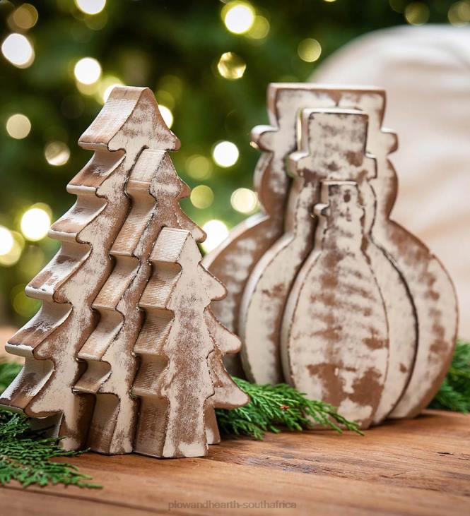 Seasonal & Gifts Plow & Hearth Nested Wooden Holiday Figures, Set of 3 NFLB2230
