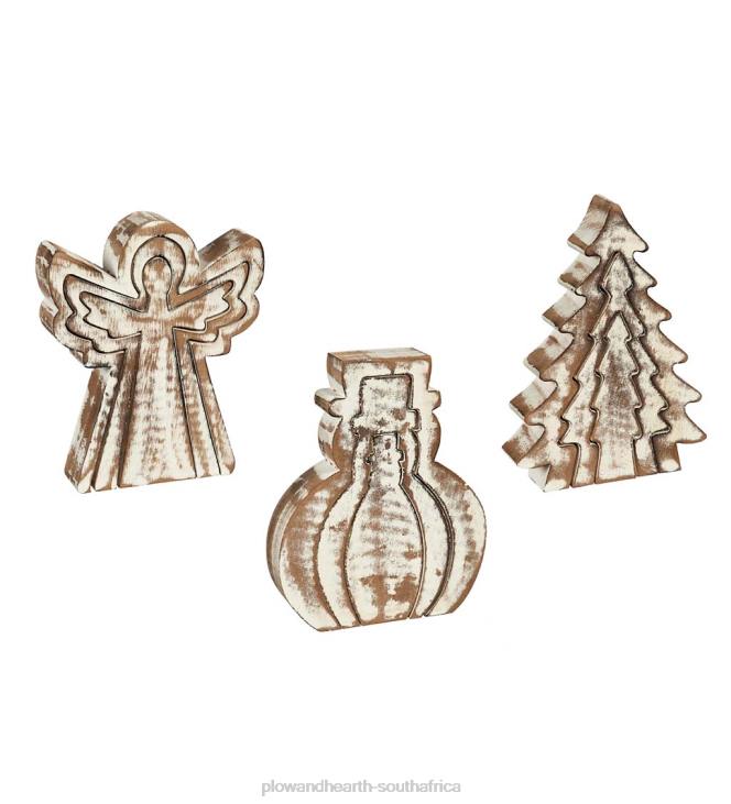 Seasonal & Gifts Plow & Hearth Nested Wooden Holiday Figures, Set of 3 NFLB2230