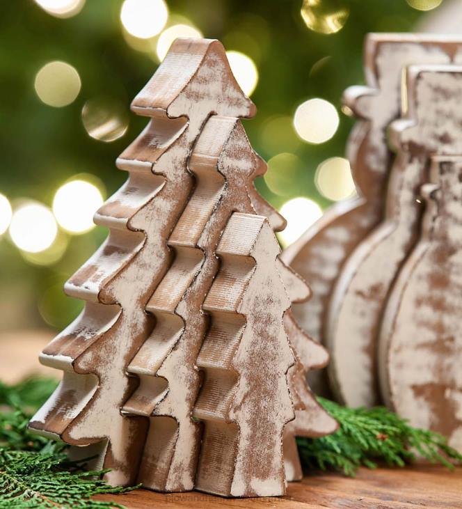 Seasonal & Gifts Plow & Hearth Nested Wooden Holiday Figures, Set of 3 NFLB2230