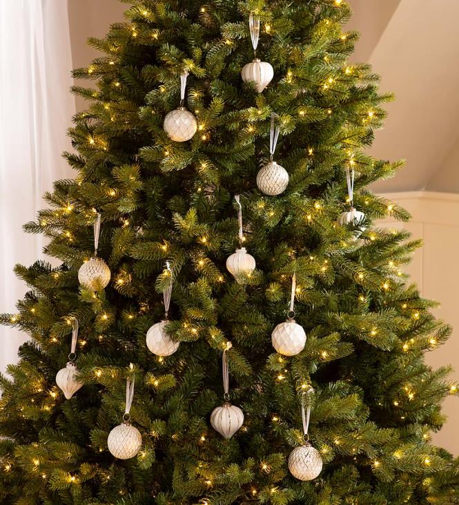 Seasonal & Gifts Plow & Hearth Oversized Glass Christmas Tree Ornaments, Set of 12 - Red/Green/Gold NFLB2243