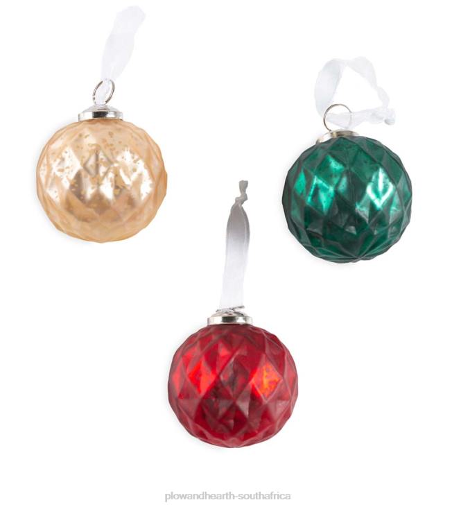 Seasonal & Gifts Plow & Hearth Oversized Glass Christmas Tree Ornaments, Set of 12 - Red/Green/Gold NFLB2243