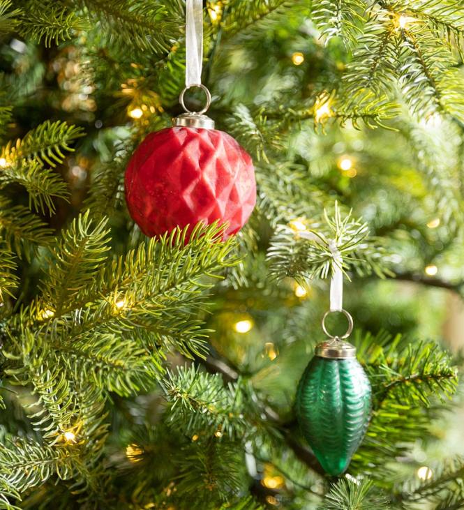 Seasonal & Gifts Plow & Hearth Oversized Glass Christmas Tree Ornaments, Set of 12 - Red/Green/Gold NFLB2243