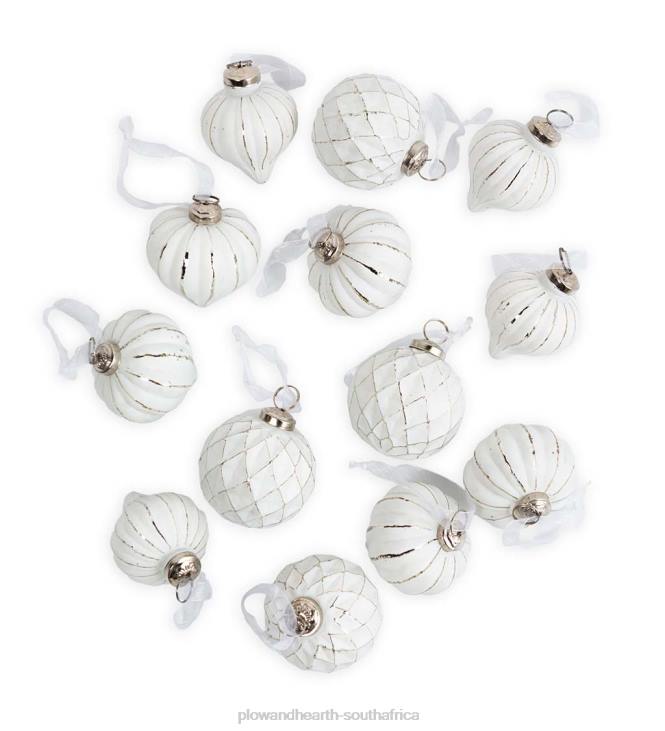 Seasonal & Gifts Plow & Hearth Oversized Glass Christmas Tree Ornaments, Set of 12 - Red/Green/Gold NFLB2243