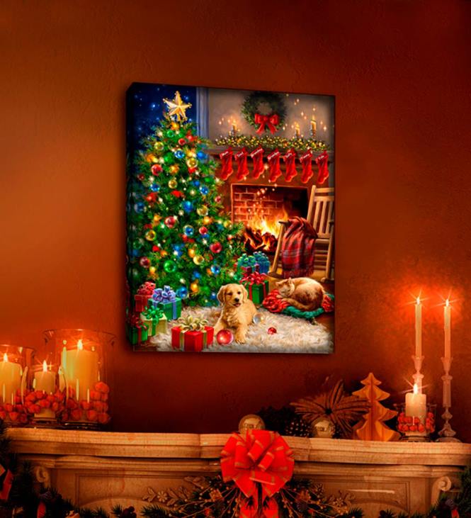 Seasonal & Gifts Plow & Hearth Personalized Illuminated Cozy Christmas Wall Art Canvas NFLB2257