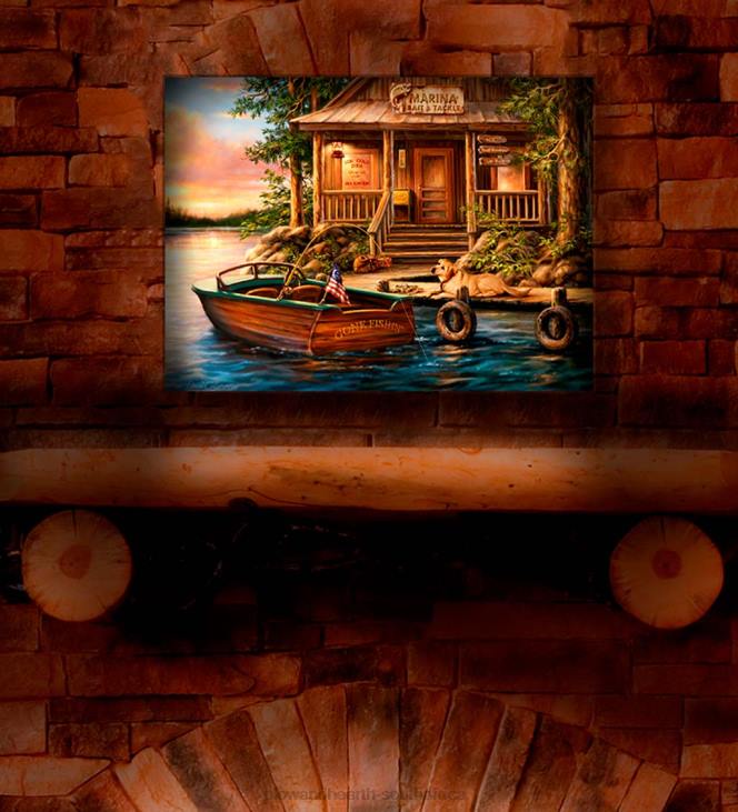 Seasonal & Gifts Plow & Hearth Personalized Illuminated Marina Wall Art Canvas NFLB2226