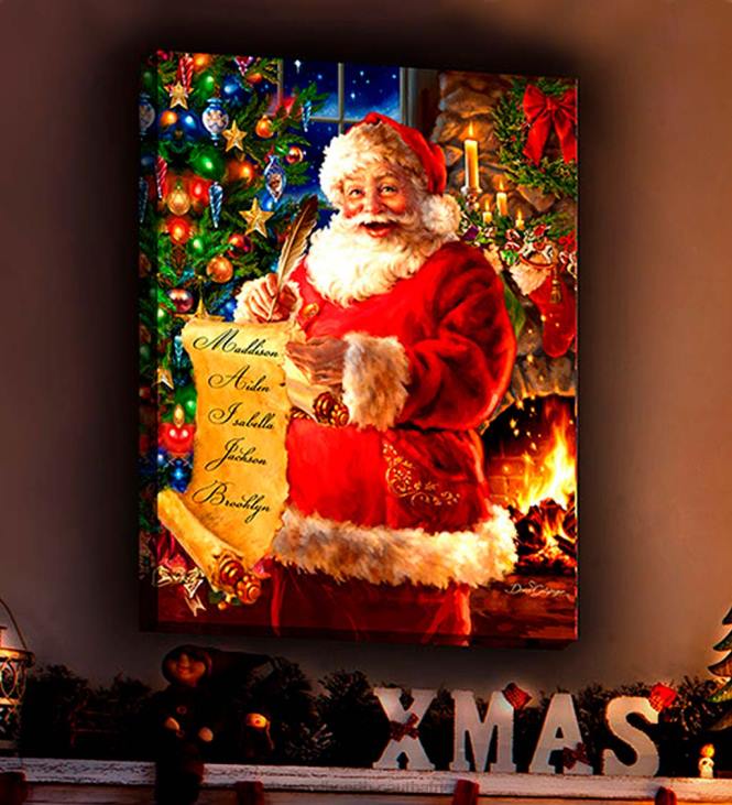 Seasonal & Gifts Plow & Hearth Personalized Illuminated Santa's List Wall Art Canvas NFLB2221