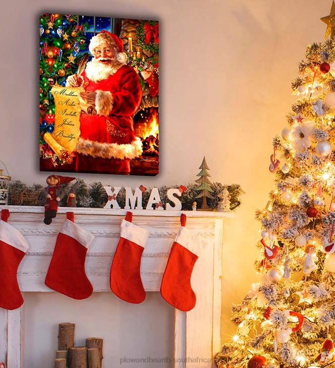 Seasonal & Gifts Plow & Hearth Personalized Illuminated Santa's List Wall Art Canvas NFLB2221