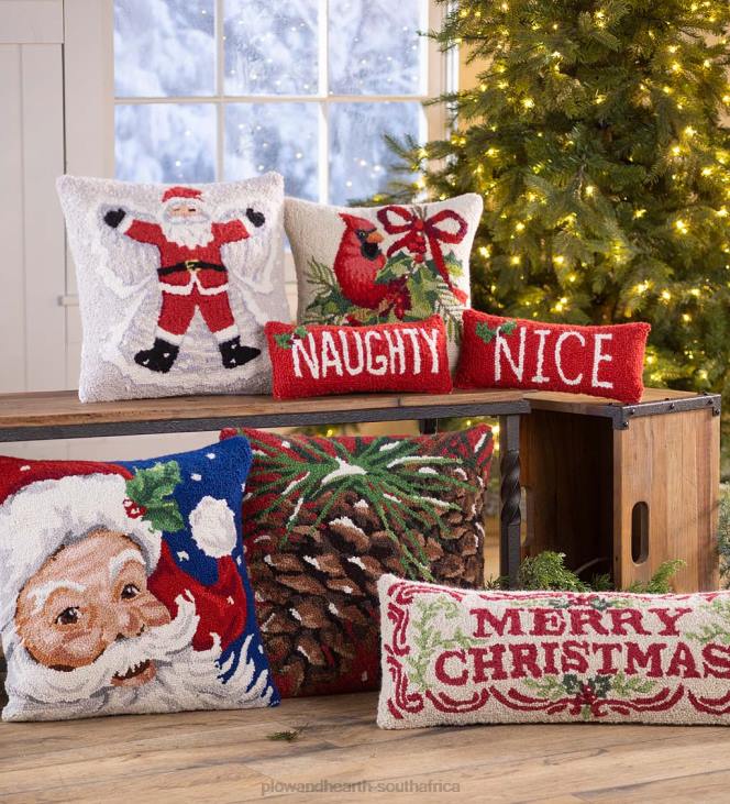 Seasonal & Gifts Plow & Hearth Santa Snow Angel Hand-Hooked Wool Throw Pillow NFLB2199