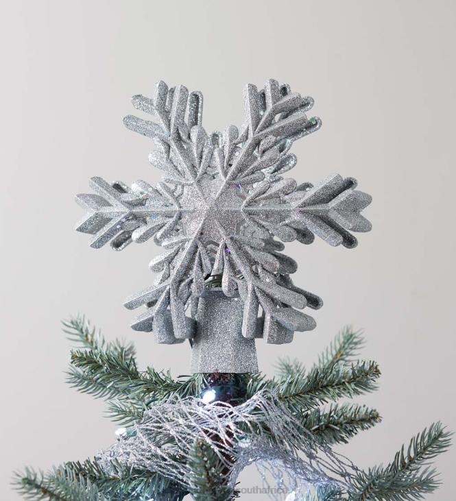 Seasonal & Gifts Plow & Hearth Silver Snowflake Christmas Tree Topper with LED Projected Stars NFLB2249
