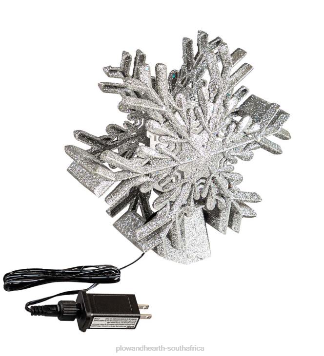 Seasonal & Gifts Plow & Hearth Silver Snowflake Christmas Tree Topper with LED Projected Stars NFLB2249