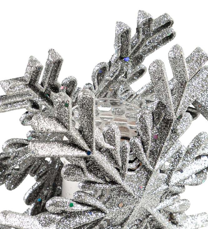Seasonal & Gifts Plow & Hearth Silver Snowflake Christmas Tree Topper with LED Projected Stars NFLB2249