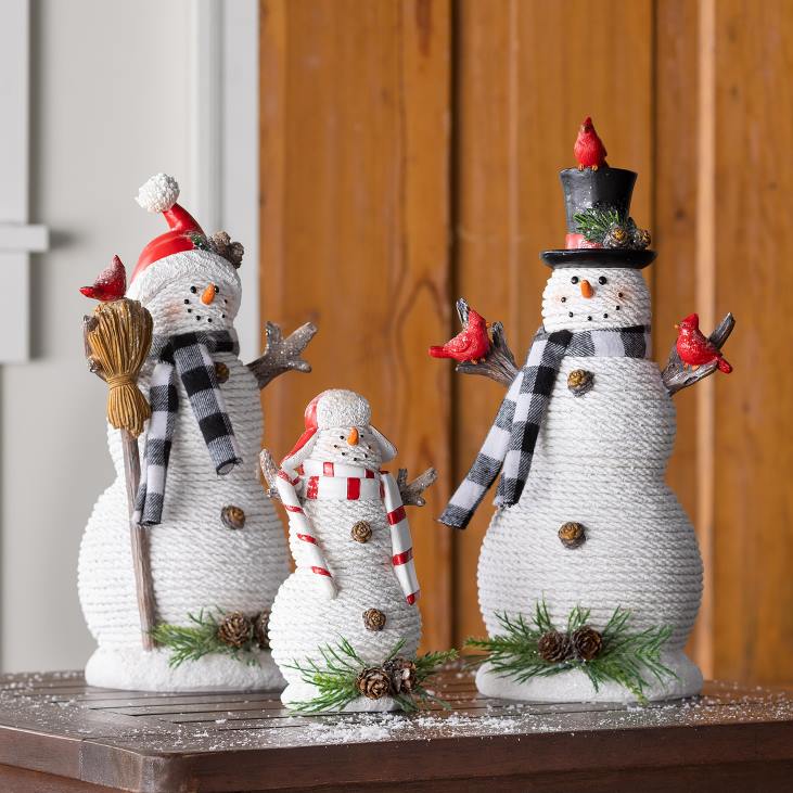 Seasonal & Gifts Plow & Hearth Snowman Family Holiday Accent, Set of 3 NFLB2174