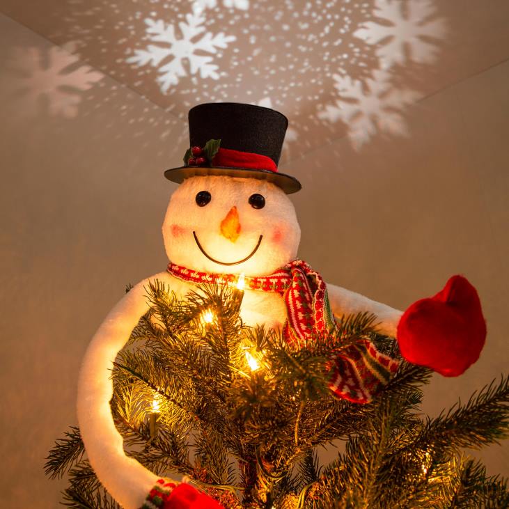 Seasonal & Gifts Plow & Hearth Snowman Tree Topper with Snowflake Projector NFLB2262