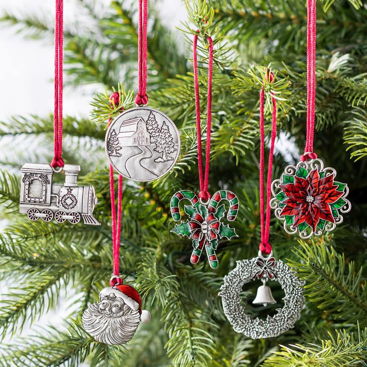 Seasonal & Gifts Plow & Hearth Solid Pewter Christmas Tree Ornament - Poinsettia NFLB2162