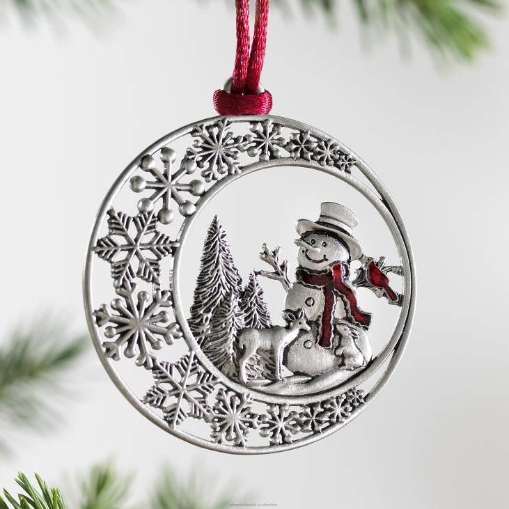 Seasonal & Gifts Plow & Hearth Solid Pewter Christmas Tree Ornament - Poinsettia NFLB2162