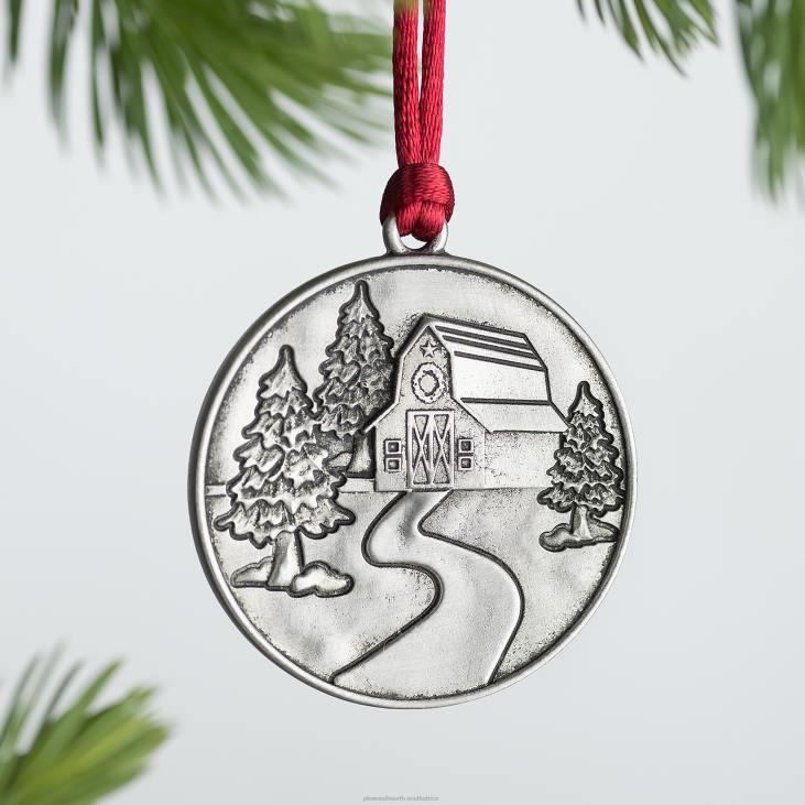 Seasonal & Gifts Plow & Hearth Solid Pewter Christmas Tree Ornament - Poinsettia NFLB2162