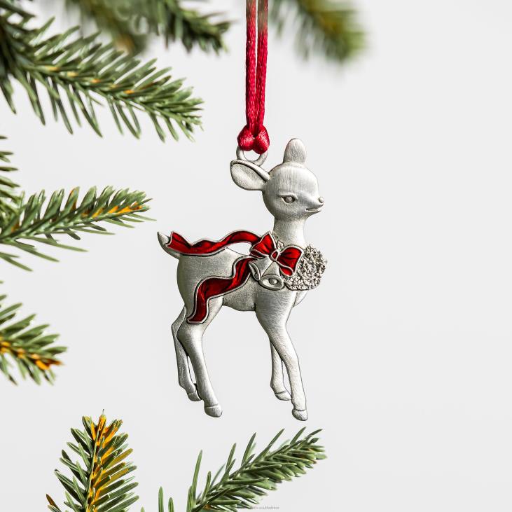 Seasonal & Gifts Plow & Hearth Solid Pewter Christmas Tree Ornament - Poinsettia NFLB2162