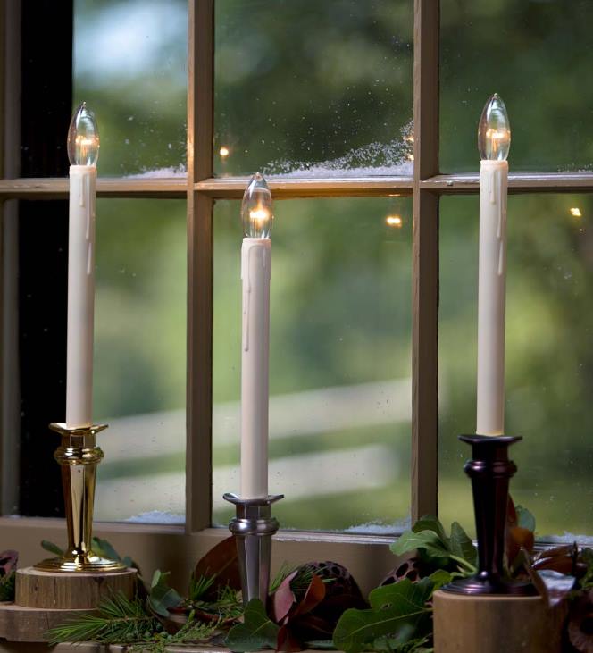 Seasonal & Gifts Plow & Hearth Traditional Adjustable Window Candles with Timer and Remote NFLB2172