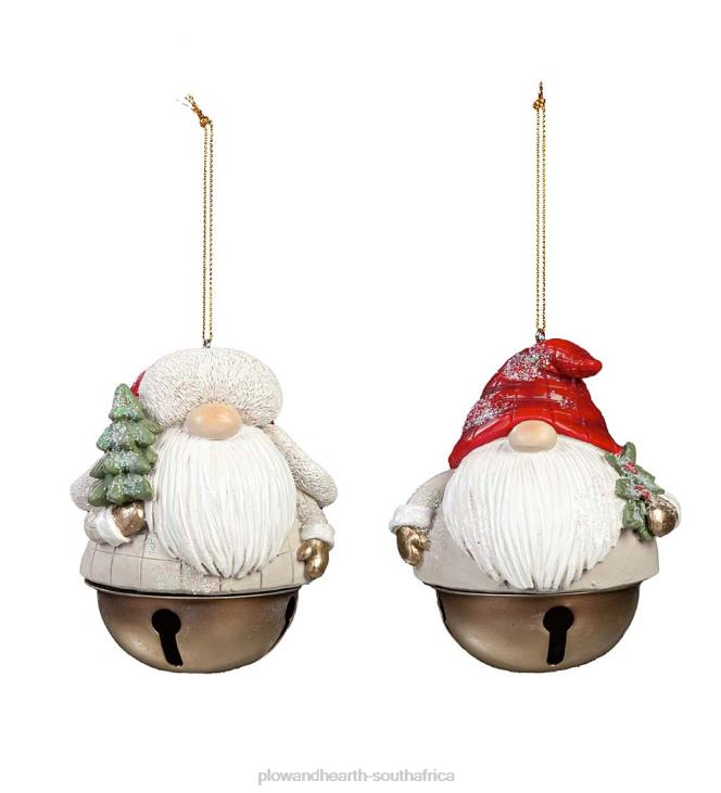 Seasonal & Gifts Plow & Hearth Winter Gnome Jingle Bell Christmas Tree Ornaments, Set of 2 NFLB2197