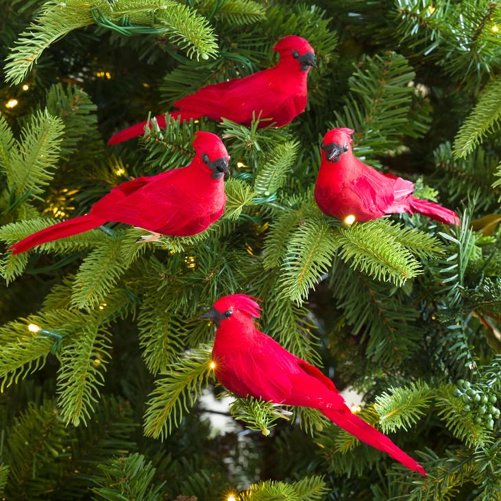 Seasonal & Gifts Plow & Hearth Clip-On Cardinal Christmas Tree Ornaments, Set of 4 NFLB2139