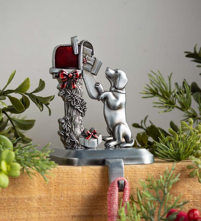 Seasonal & Gifts Plow & Hearth Dog At The Mailbox Christmas Stocking Hanger NFLB2137