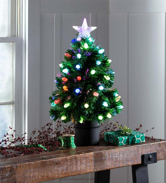 Seasonal & Gifts Plow & Hearth Fiber Optic Color-Changing Tabletop Christmas Tree NFLB2154