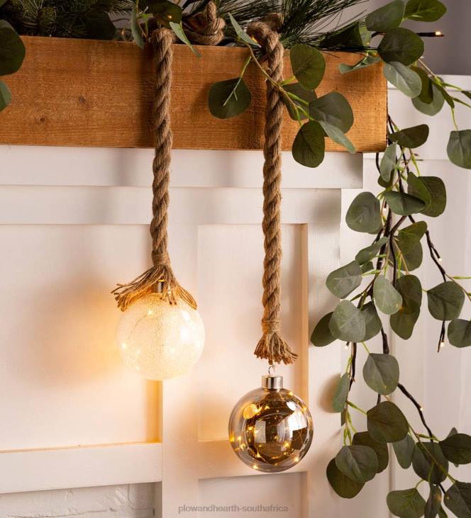 Seasonal & Gifts Plow & Hearth Indoor Lighted Ornaments With Hanging Rope and Integrated Timer NFLB2146