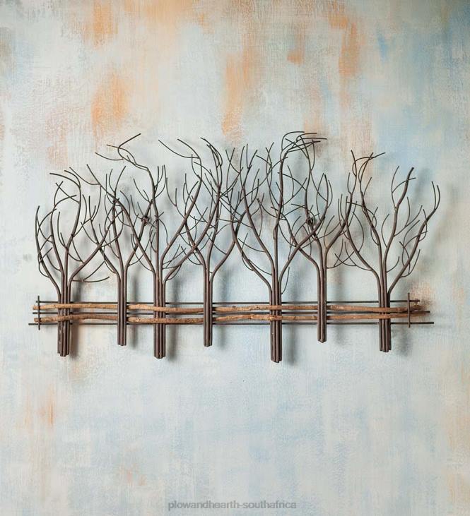 Seasonal & Gifts Plow & Hearth Metal and Natural Vine Seven Winter Trees Wall Art NFLB2158