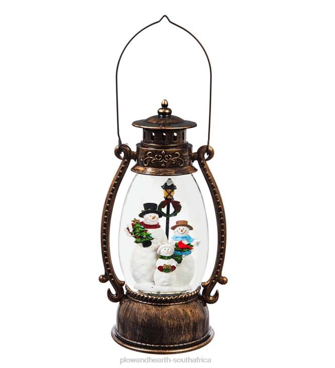 Seasonal & Gifts Plow & Hearth Snowman LED Lantern with Spinning Action Table Decor NFLB2155