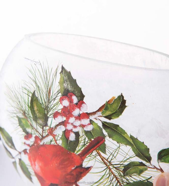 Seasonal & Gifts Plow & Hearth Winter Cardinals Frosted Glass Accent Light NFLB2144