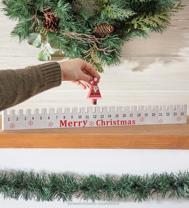 Seasonal & Gifts Plow & Hearth Wood Advent Calendar with Moveable Santa Table Decor NFLB2149