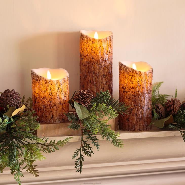 Seasonal & Gifts Plow & Hearth Woodland Flameless LED Candles with Timer, Set of 3 NFLB2142