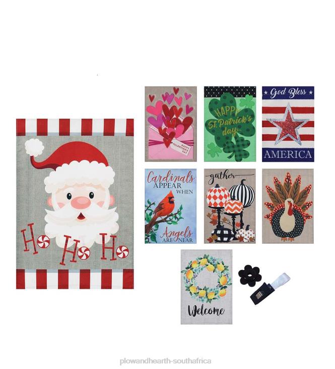 Seasonal & Gifts Plow & Hearth Set of 8 Seasonal Burlap Garden Flags NFLB3110