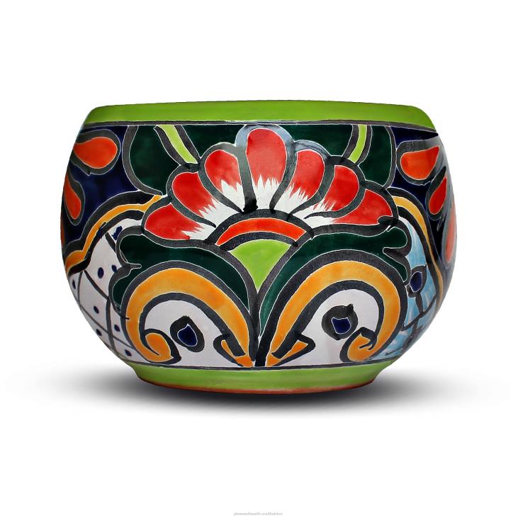 Seasonal & Gifts Plow & Hearth Green Talavera Baul Planter, Medium NFLB3229