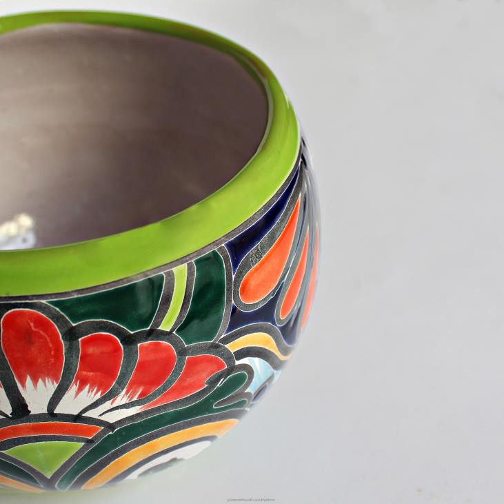 Seasonal & Gifts Plow & Hearth Green Talavera Baul Planter, Medium NFLB3229
