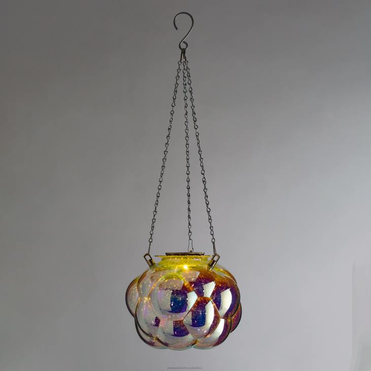 Seasonal & Gifts Plow & Hearth Hanging Bubbles Solar Iridescent Glass Light with 16Hanging Chain NFLB3153