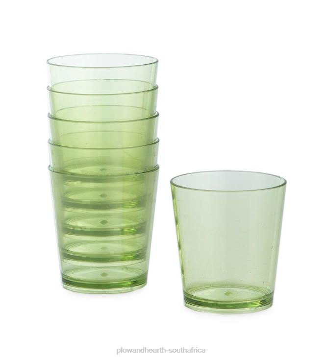 Seasonal & Gifts Plow & Hearth Moss Green Acrylic Short 15 oz. Tumblers, Set of 6 NFLB3147