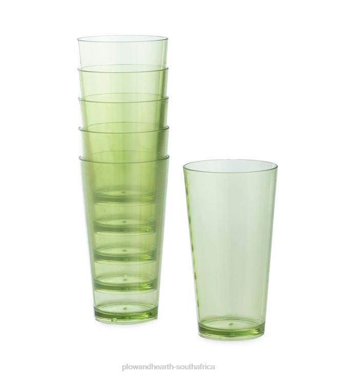 Seasonal & Gifts Plow & Hearth Moss Green Acrylic Tall 20 oz. Tumblers, Set of 6 NFLB3204