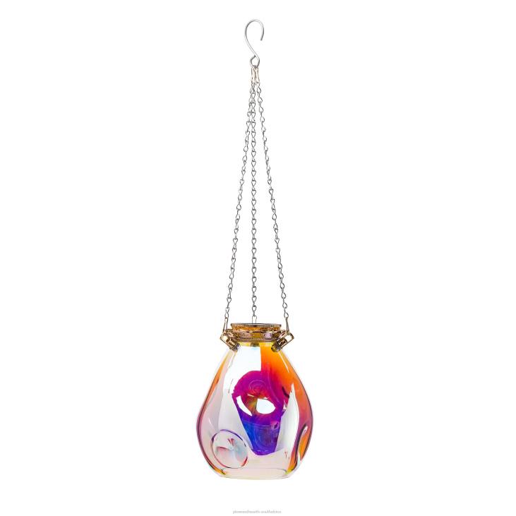 Seasonal & Gifts Plow & Hearth Oval Solar Iridescent Glass Light with 16Hanging Chain NFLB3190