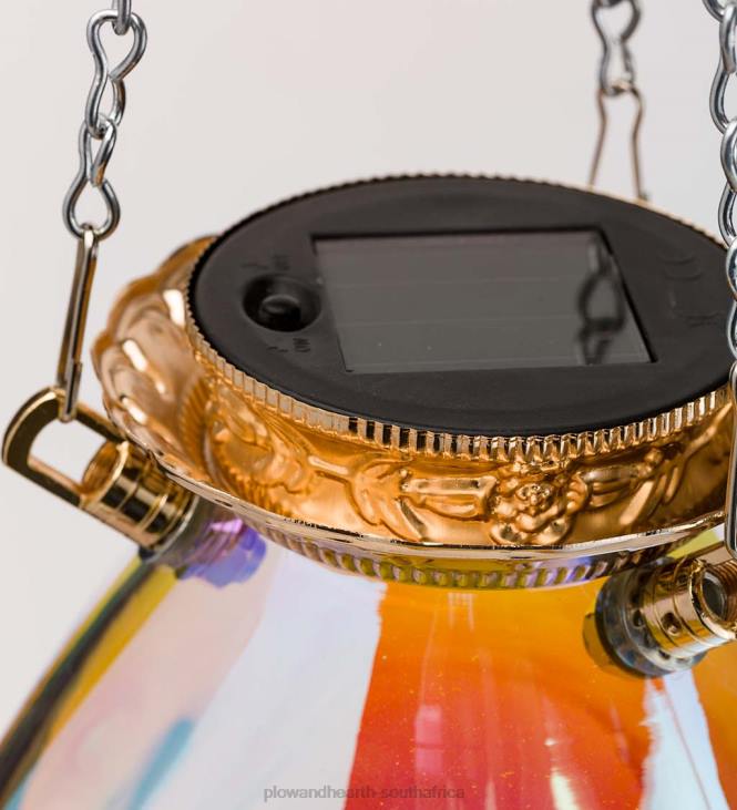Seasonal & Gifts Plow & Hearth Oval Solar Iridescent Glass Light with 16Hanging Chain NFLB3190