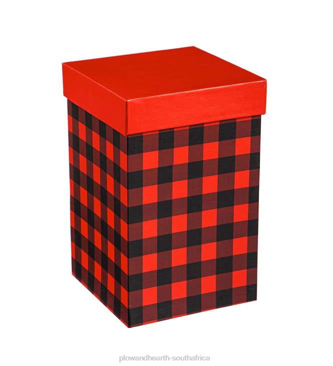 Seasonal & Gifts Plow & Hearth Red & Black Buffalo Plaid 17 oz. Ceramic Travel Cup With Gift Box NFLB3012
