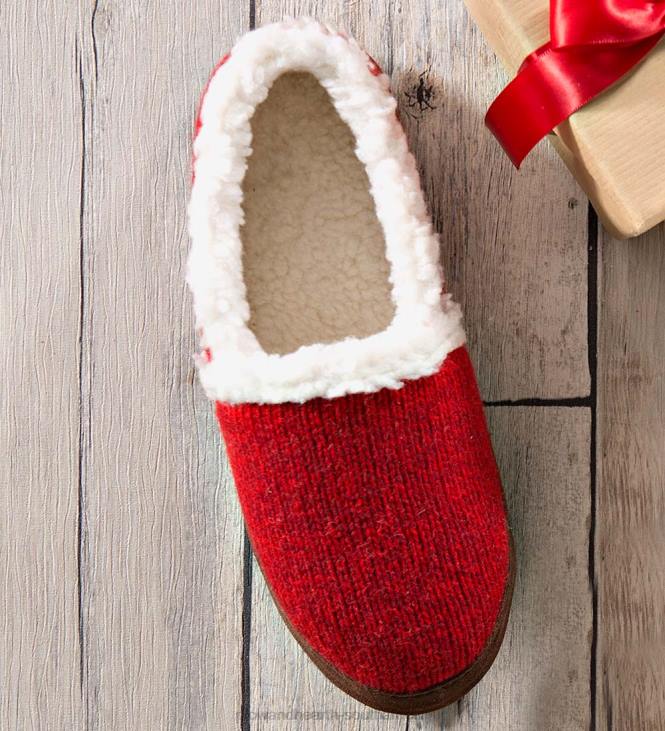 Seasonal & Gifts Plow & Hearth Acorn Women's Moc Ragg Slippers - Red Ragg Wool - M(6-1/2-7-1/2) NFLB3029