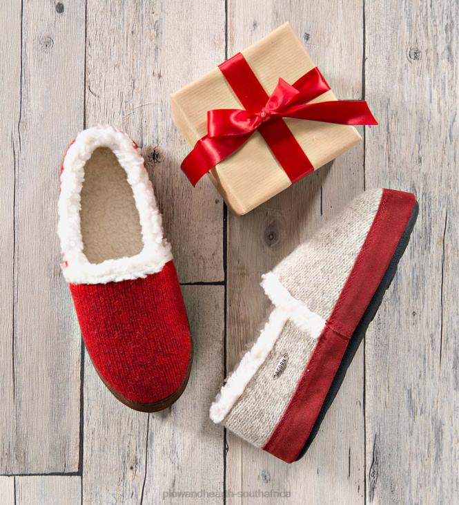 Seasonal & Gifts Plow & Hearth Acorn Women's Moc Ragg Slippers - Red Ragg Wool - M(6-1/2-7-1/2) NFLB3029